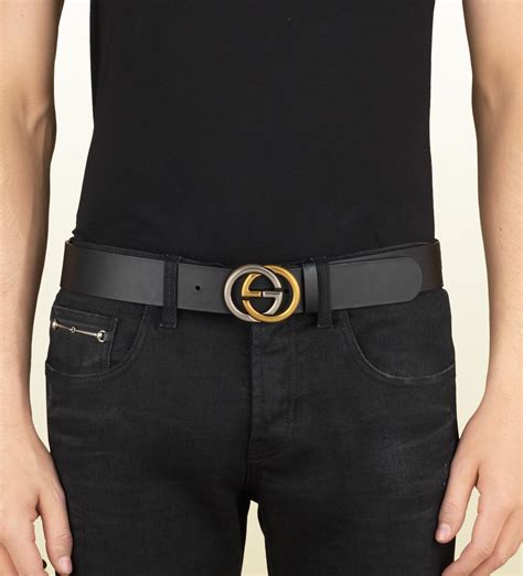 gucci black leather belt with interlocking g buckle|gucci double g belt women's.